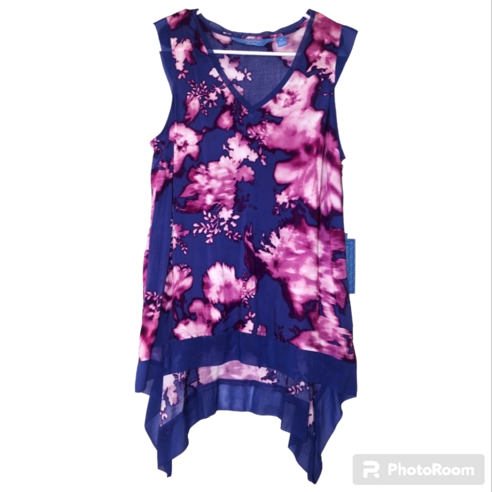 Floral Stain Asymmetrical Top